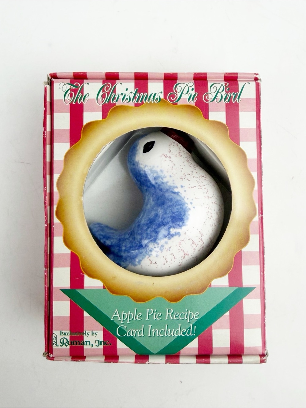Vintage 1998 Roman Inc The Christmas Pie Bird Boxed Ceramic Pie Vent Funnel New